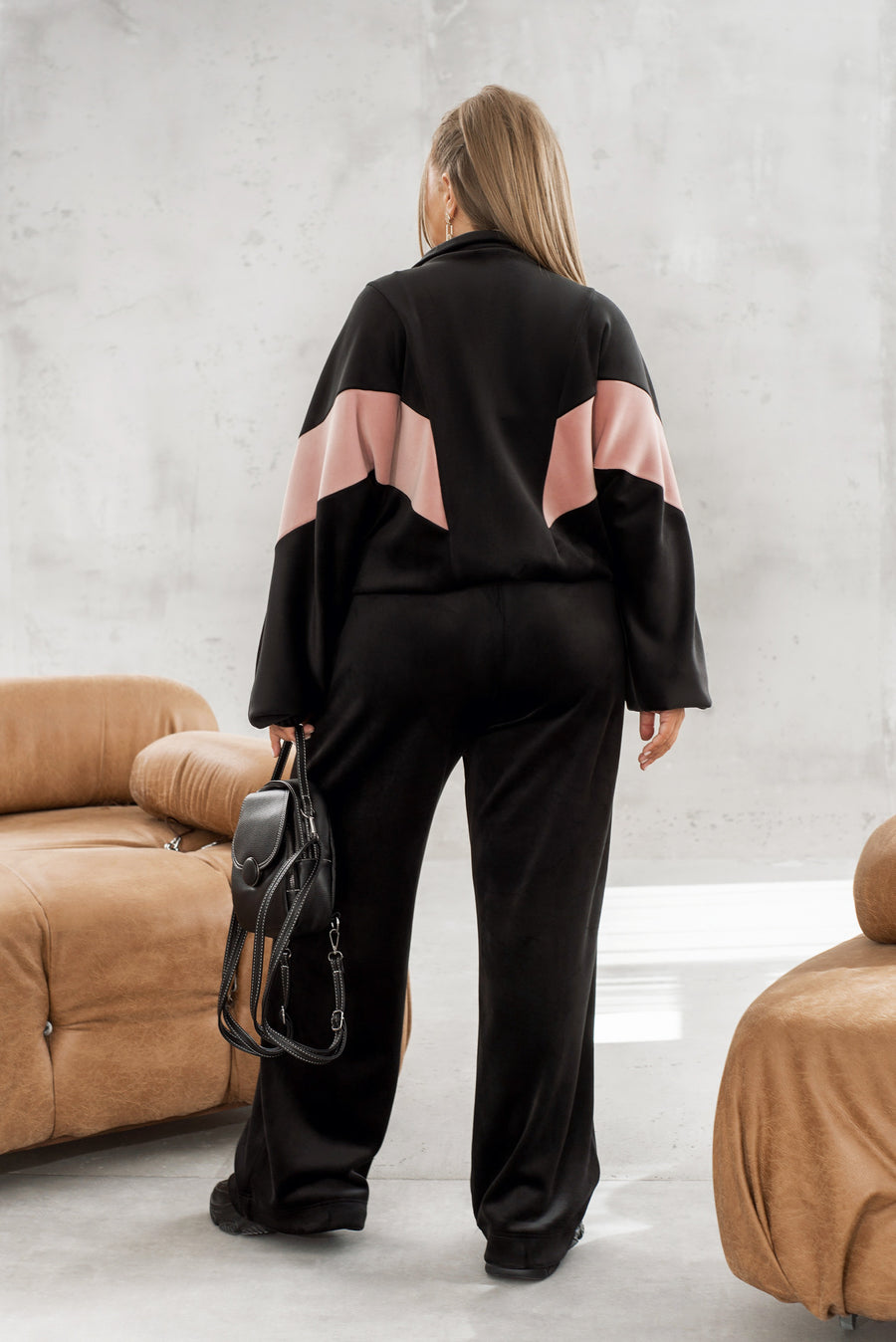 Комплект от кадифе с широк панталон - Twiggy Shop