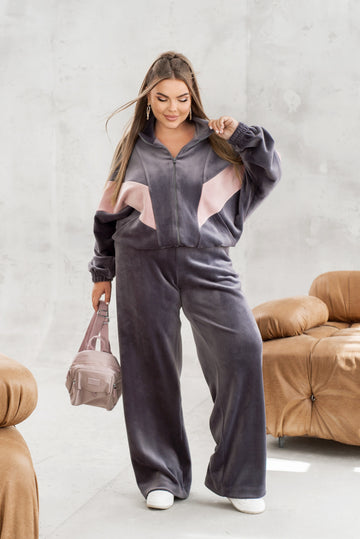 Комплект от кадифе с широк панталон - Twiggy Shop