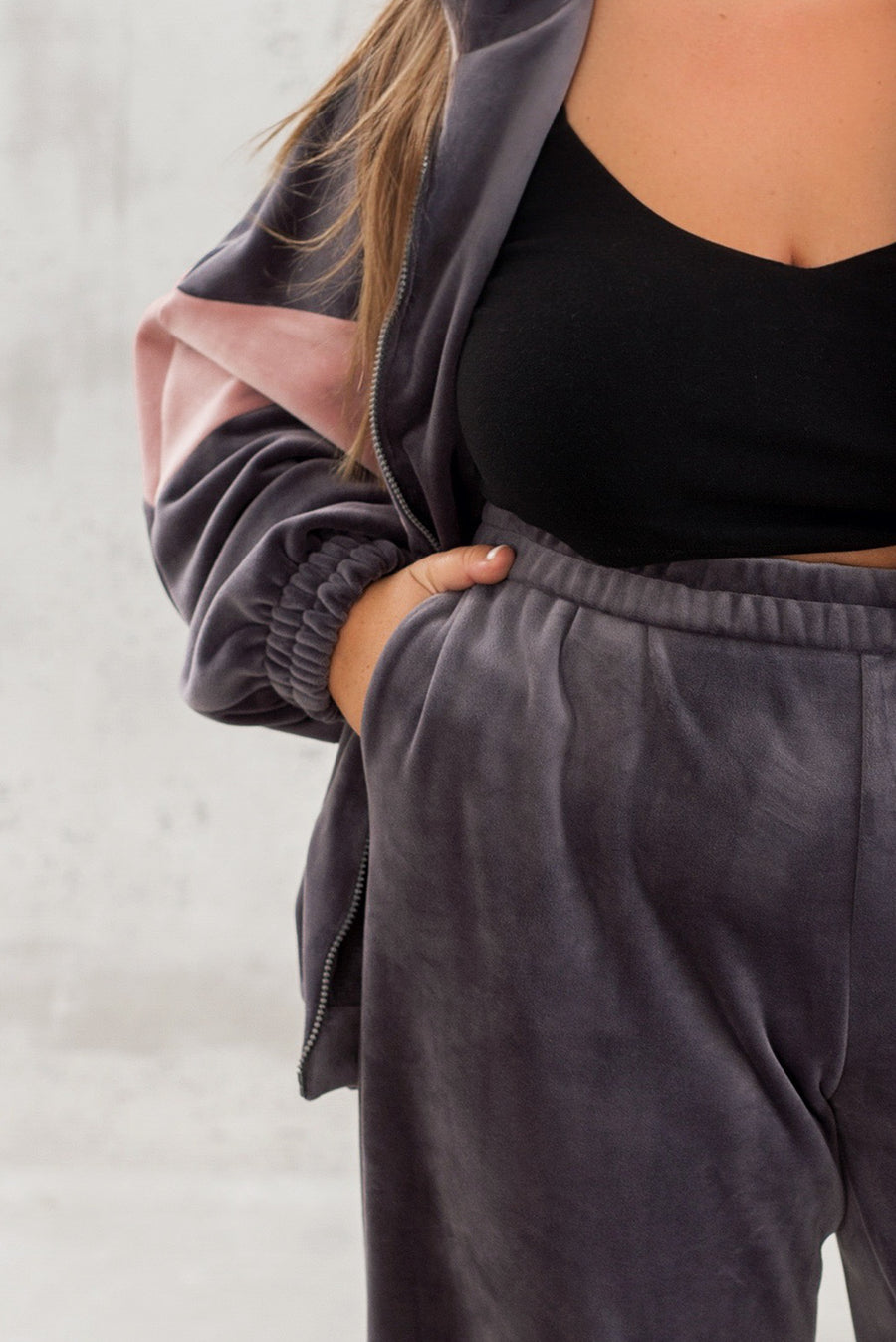 Комплект от кадифе с широк панталон - Twiggy Shop