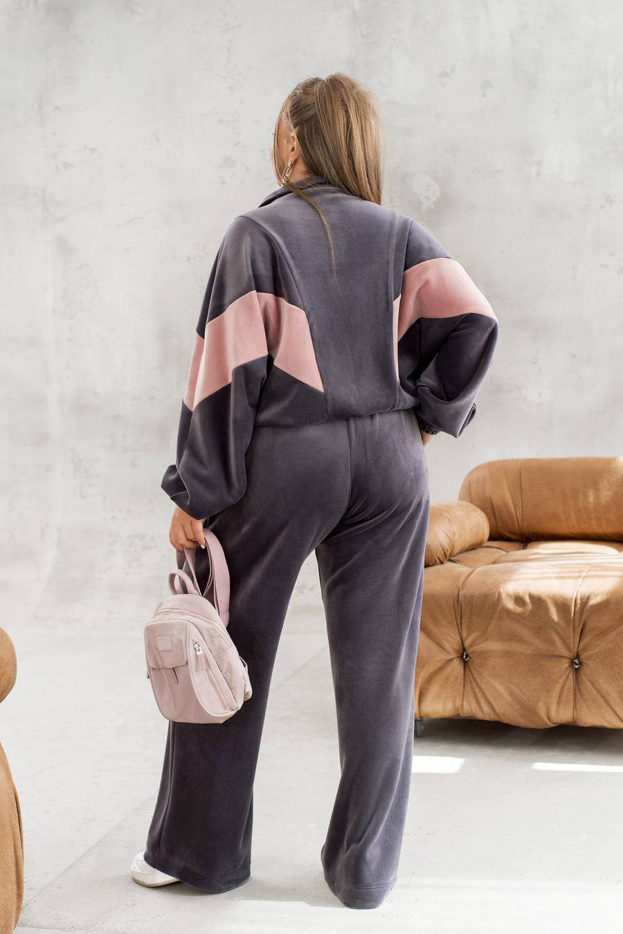 Комплект от кадифе с широк панталон - Twiggy Shop