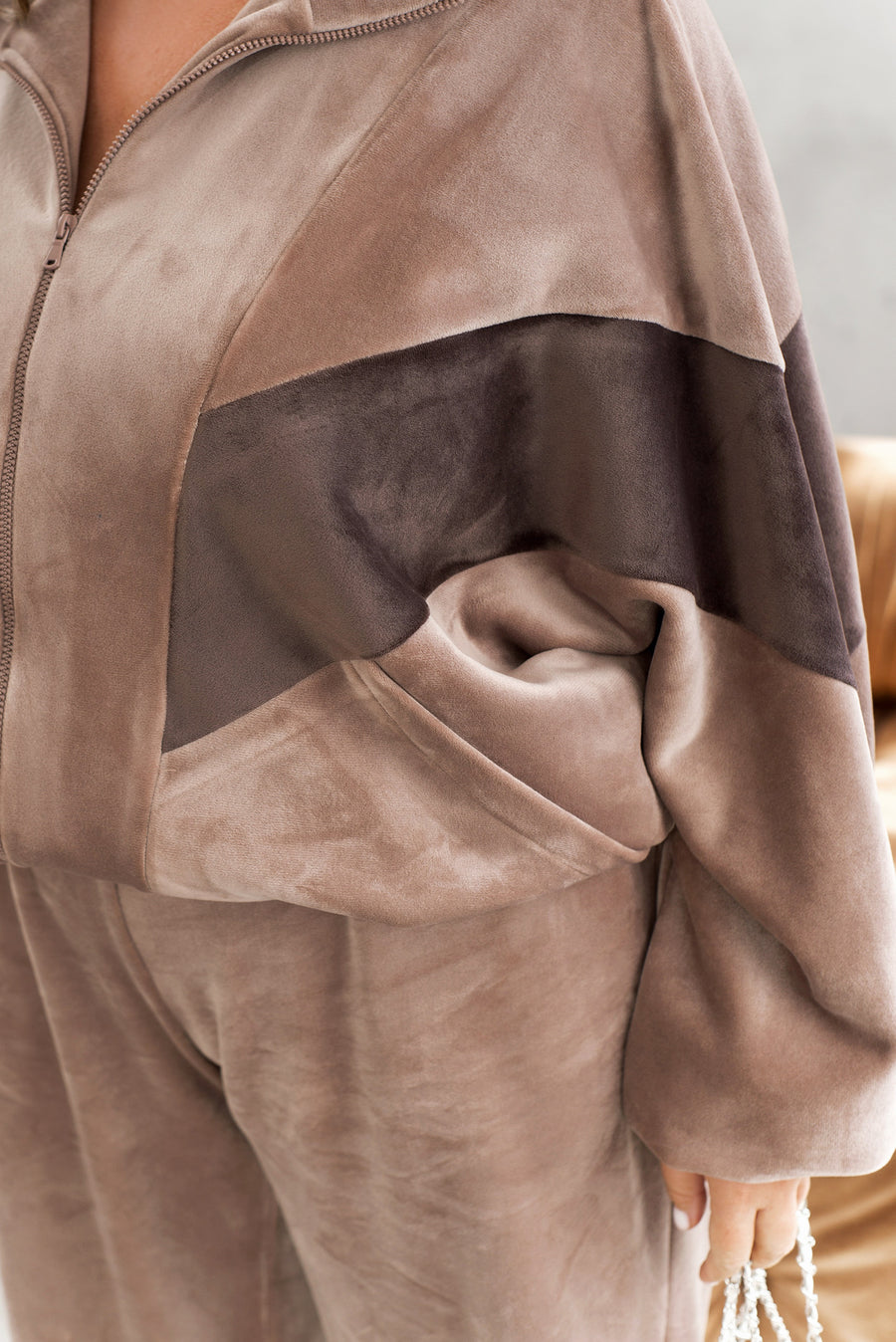 Комплект от кадифе с широк панталон - Twiggy Shop