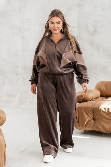 Комплект от кадифе с широк панталон - Twiggy Shop