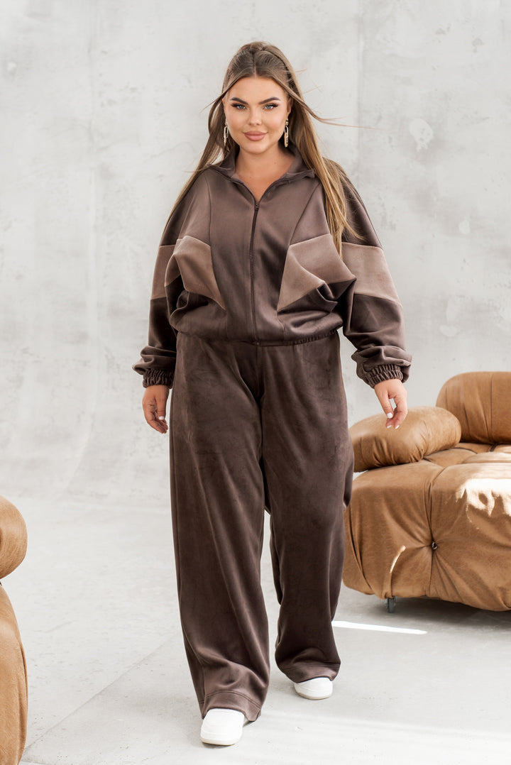 Комплект от кадифе с широк панталон - Twiggy Shop