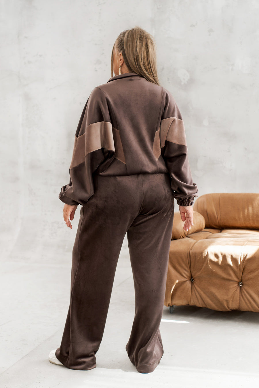 Комплект от кадифе с широк панталон - Twiggy Shop