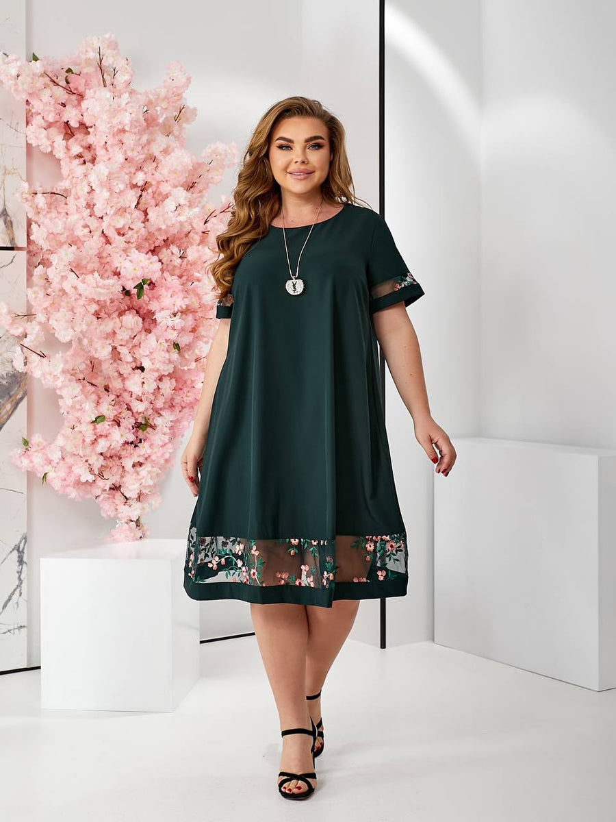 Рокля в свободна кройка с бродерия - Twiggy Shop