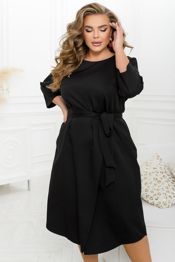 Рокля под коляното с колан - Twiggy Shop