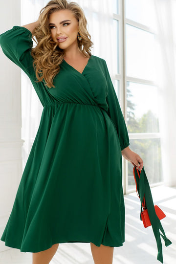 Рокля под коляното с колан - Twiggy Shop