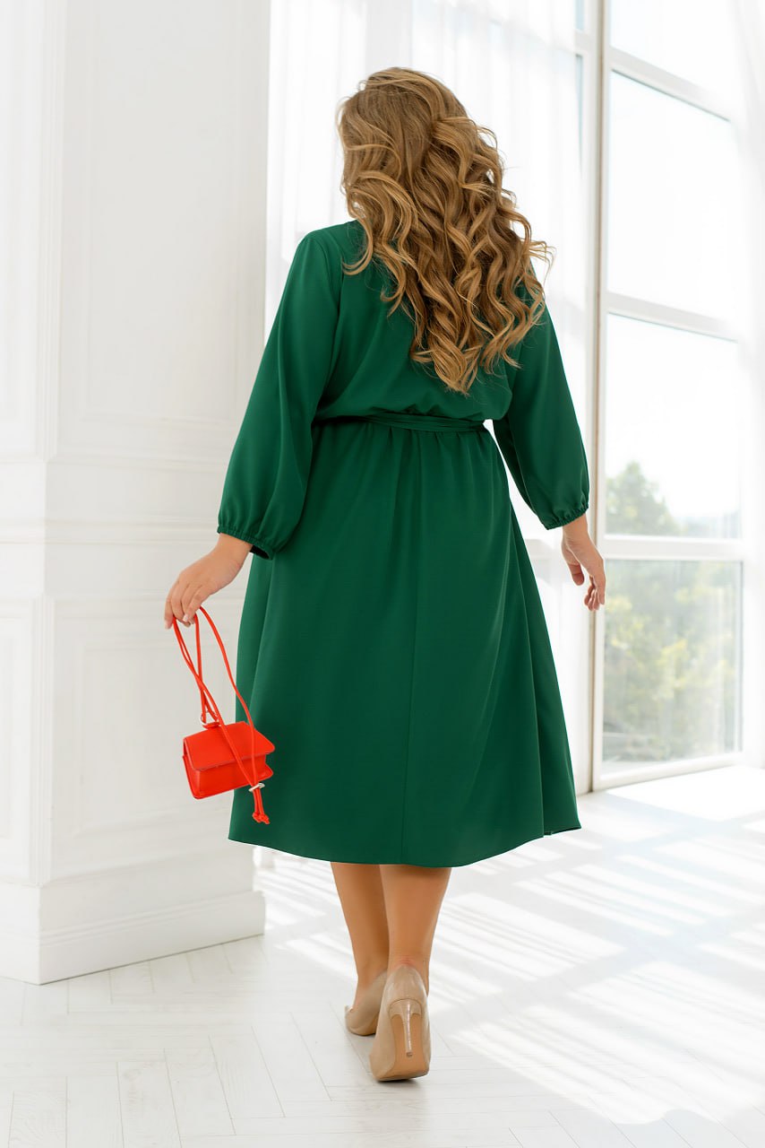 Рокля под коляното с колан - Twiggy Shop