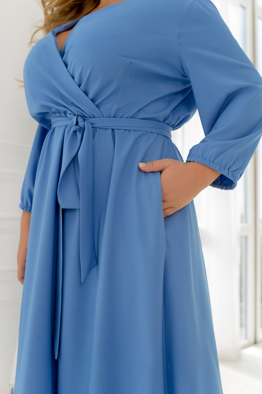 Рокля под коляното с колан - Twiggy Shop