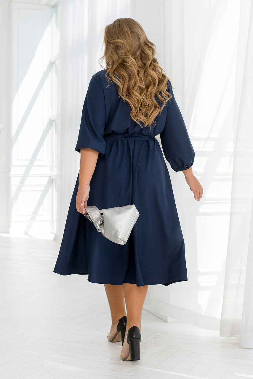 Рокля под коляното с колан - Twiggy Shop