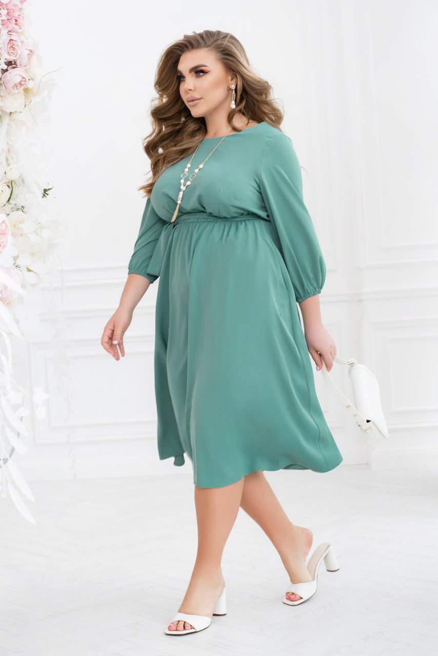 Разкроена рокля с колан - Twiggy Shop