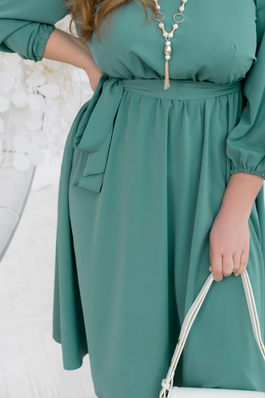 Разкроена рокля с колан - Twiggy Shop