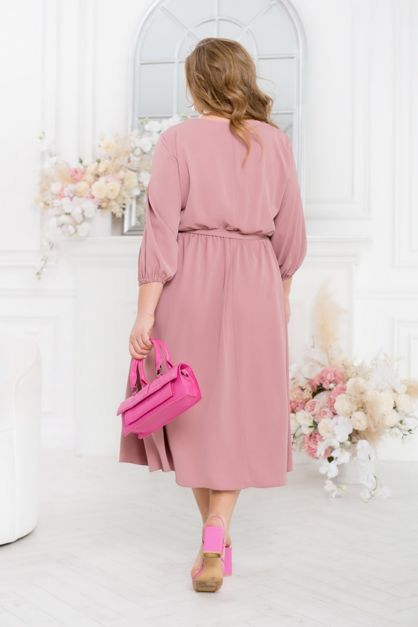 Разкроена рокля с колан - Twiggy Shop