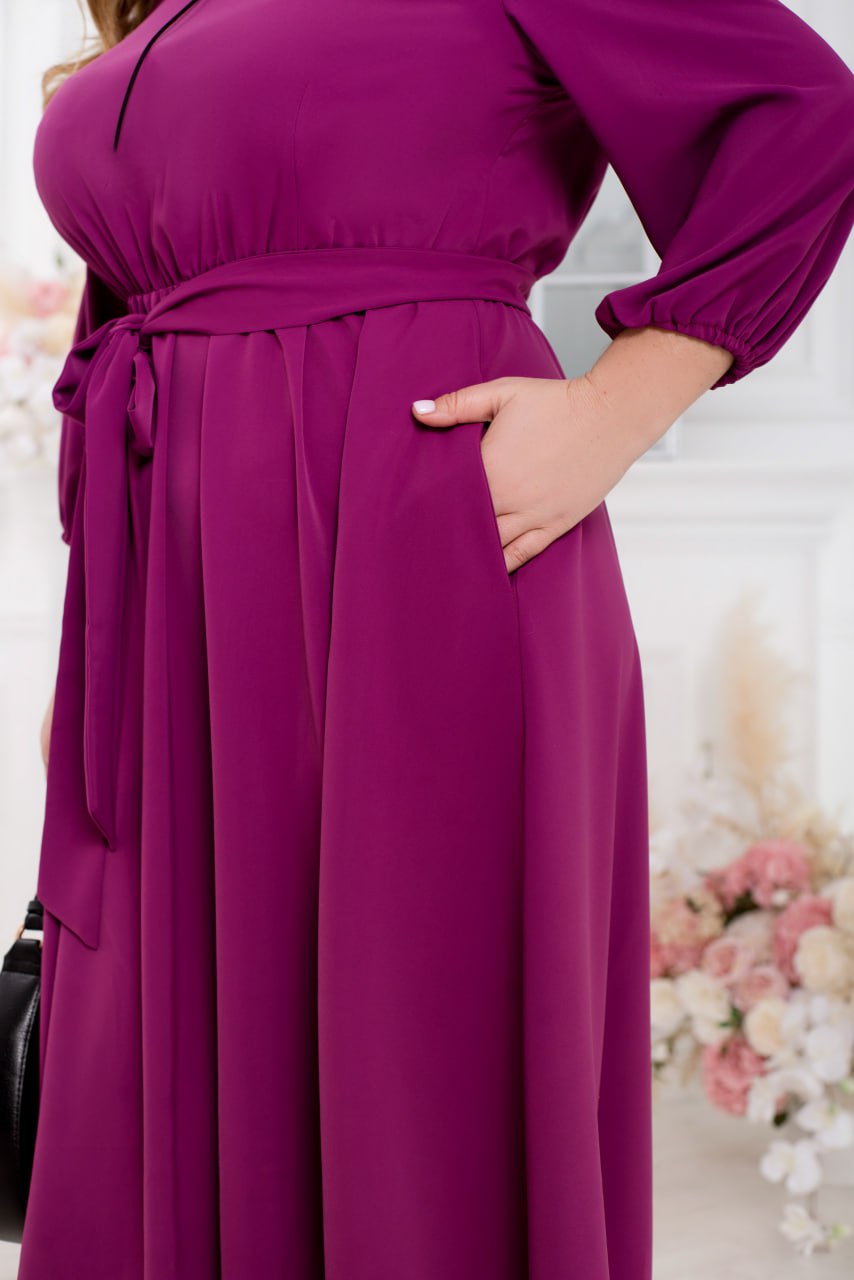 Разкроена рокля с колан - Twiggy Shop