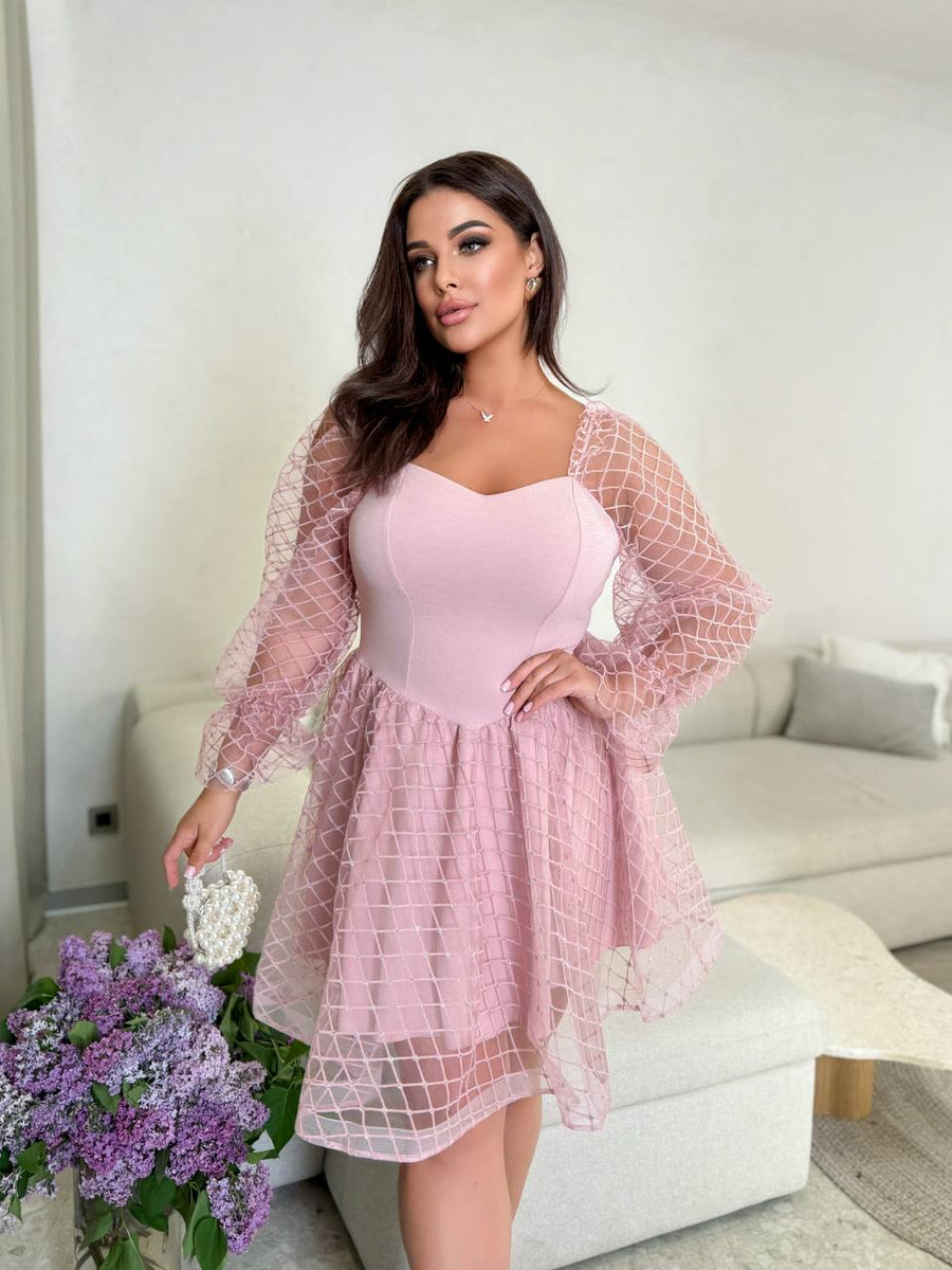 Вечерна къса рокля с мрежа - Twiggy Shop