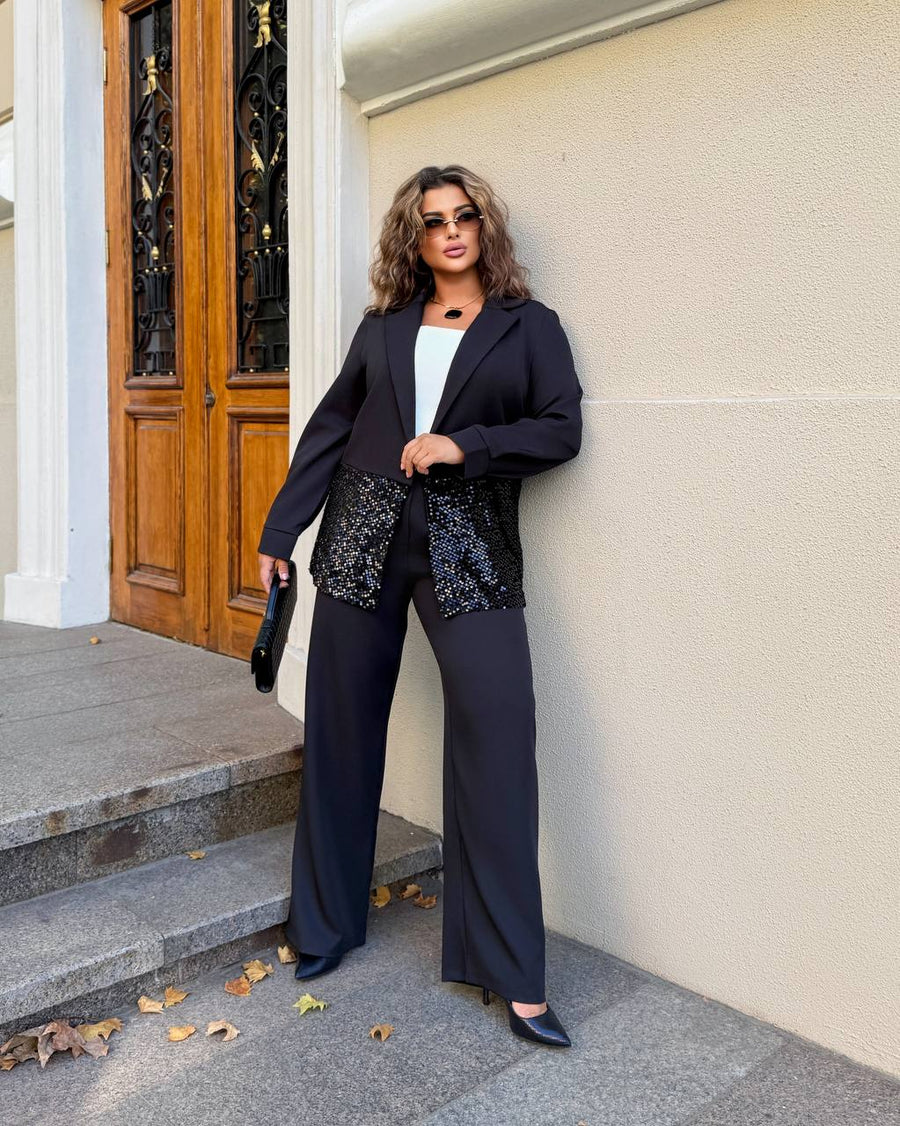 Комплект с декорирано с пайети сако - Twiggy Shop