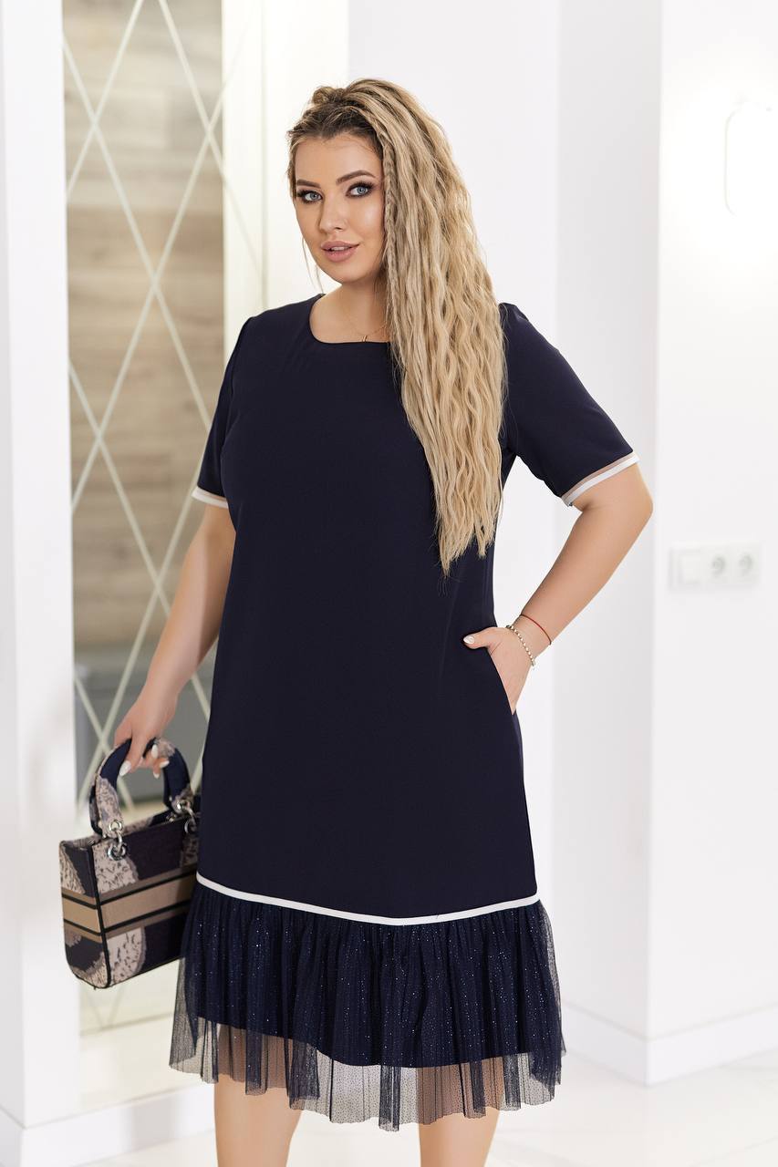 Рокля в права кройка с волан - Twiggy Shop