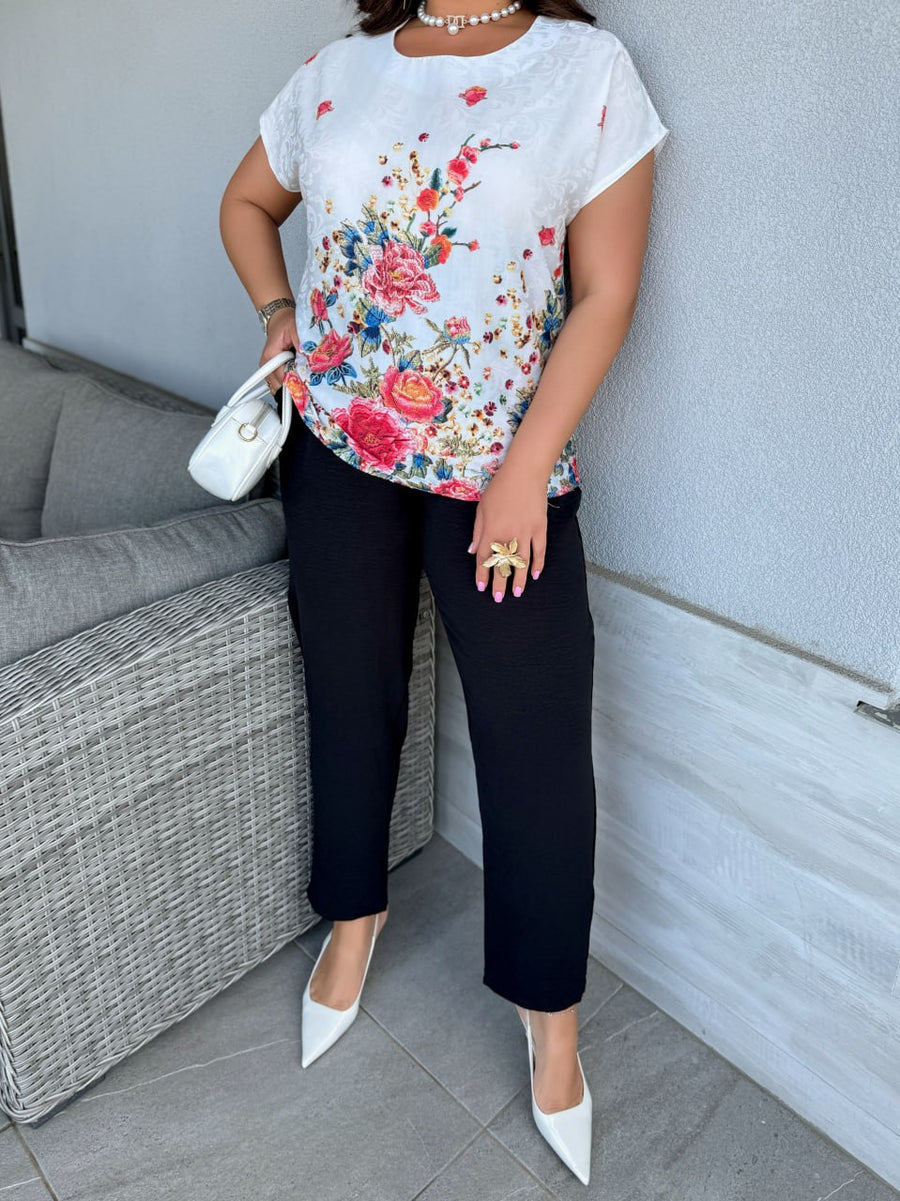 Комплект с блуза на цветя - Twiggy Shop