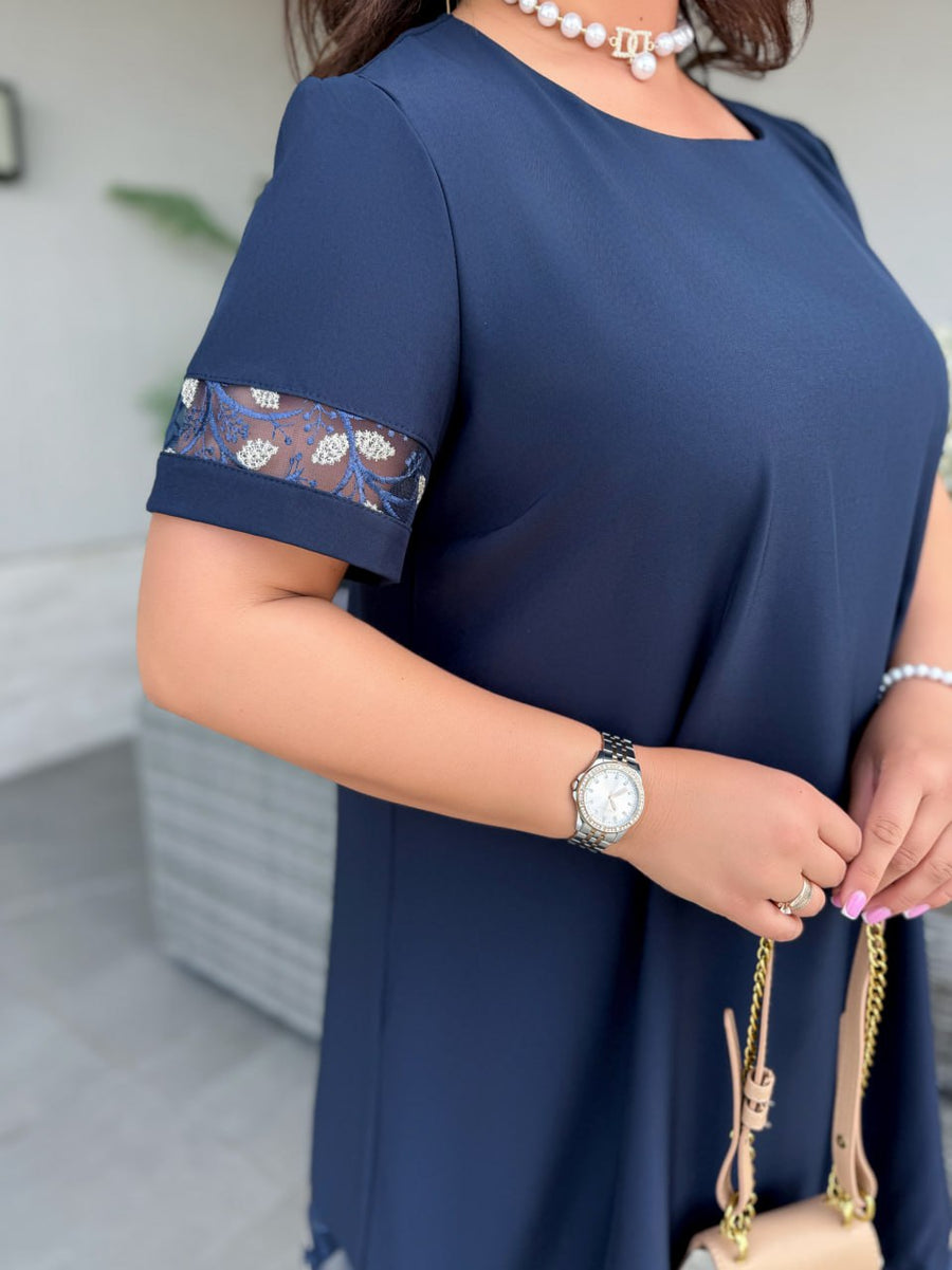 Рокля в свободна кройка с бродерия - Twiggy Shop