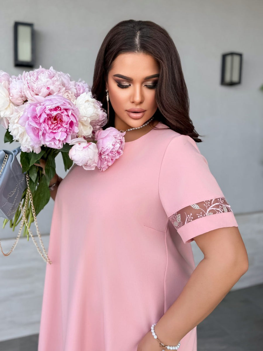 Рокля в свободна кройка с бродерия - Twiggy Shop