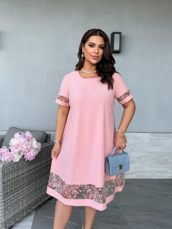 Рокля в свободна кройка с бродерия - Twiggy Shop