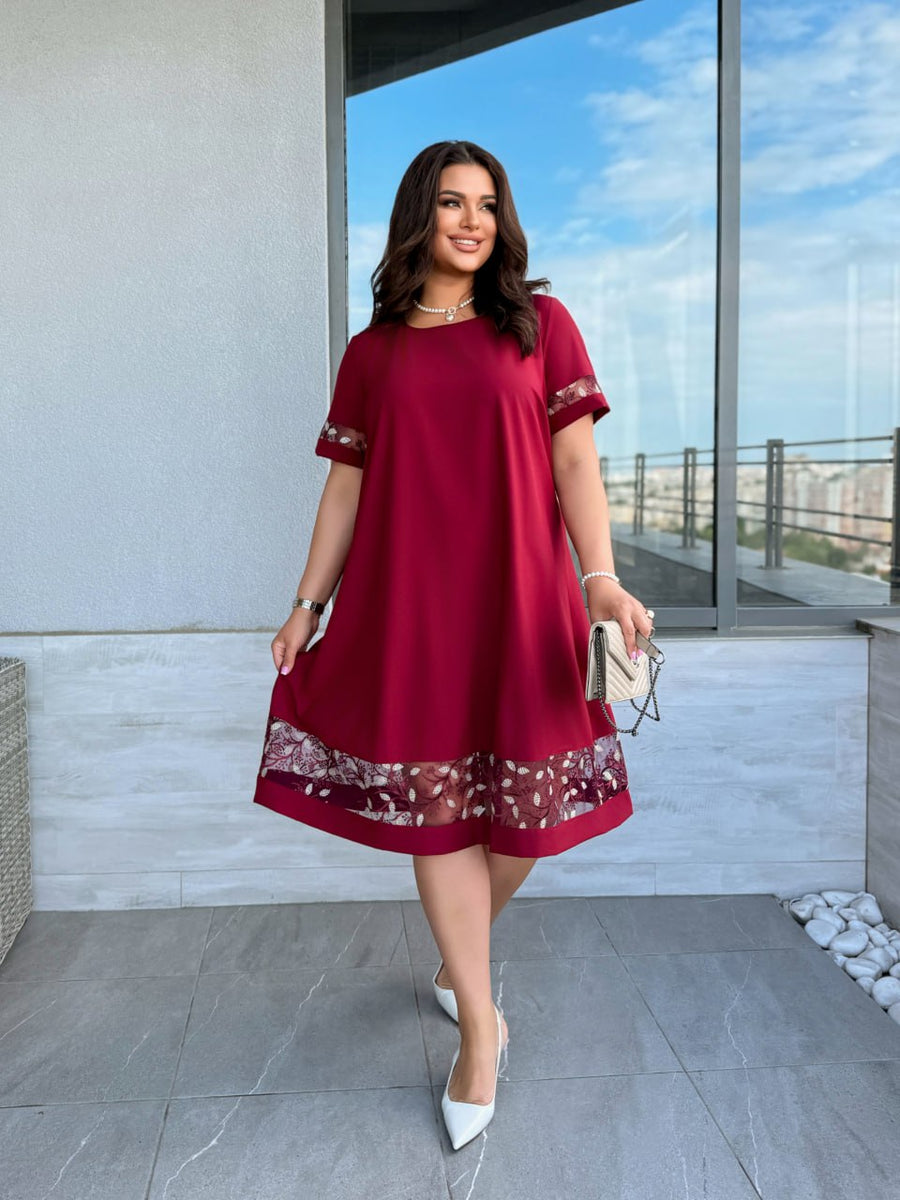 Рокля в свободна кройка с бродерия - Twiggy Shop