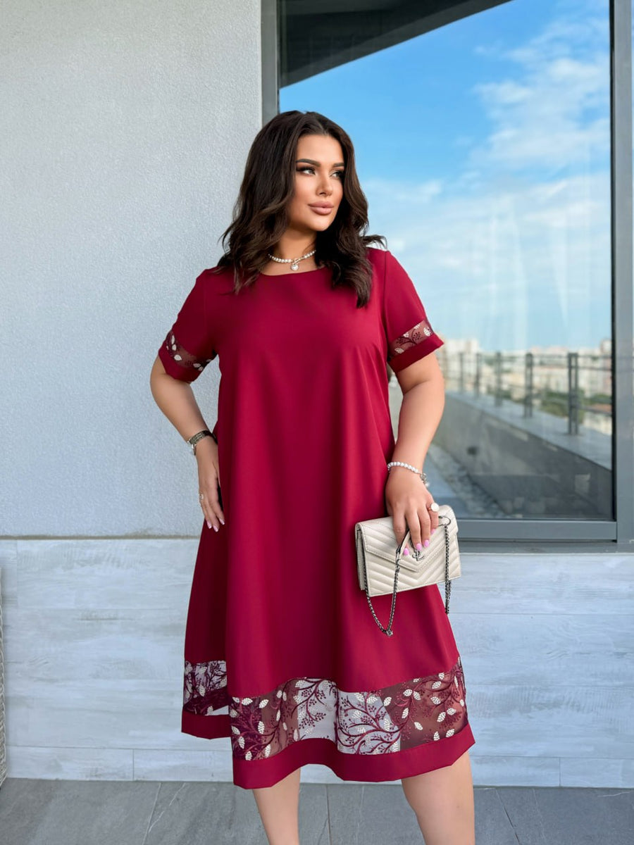 Рокля в свободна кройка с бродерия - Twiggy Shop