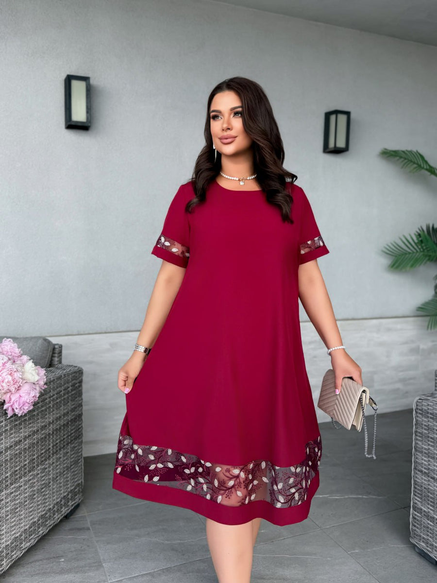 Рокля в свободна кройка с бродерия - Twiggy Shop