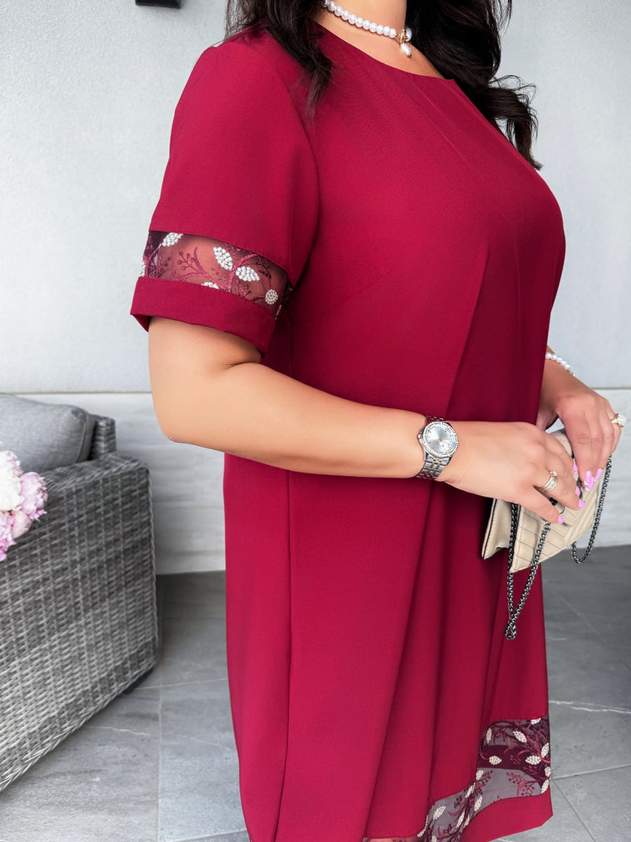 Рокля в свободна кройка с бродерия - Twiggy Shop