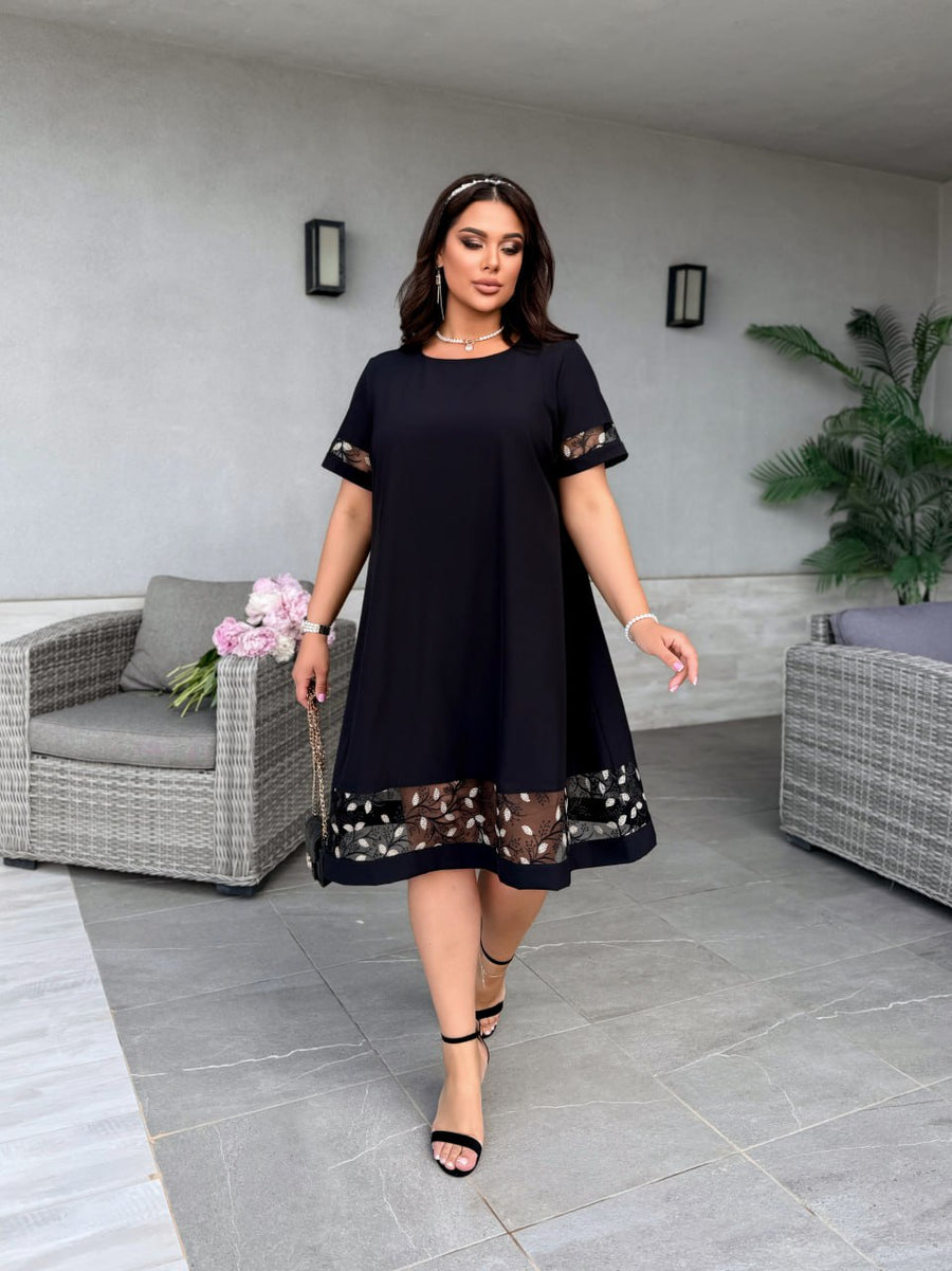 Рокля в свободна кройка с бродерия - Twiggy Shop