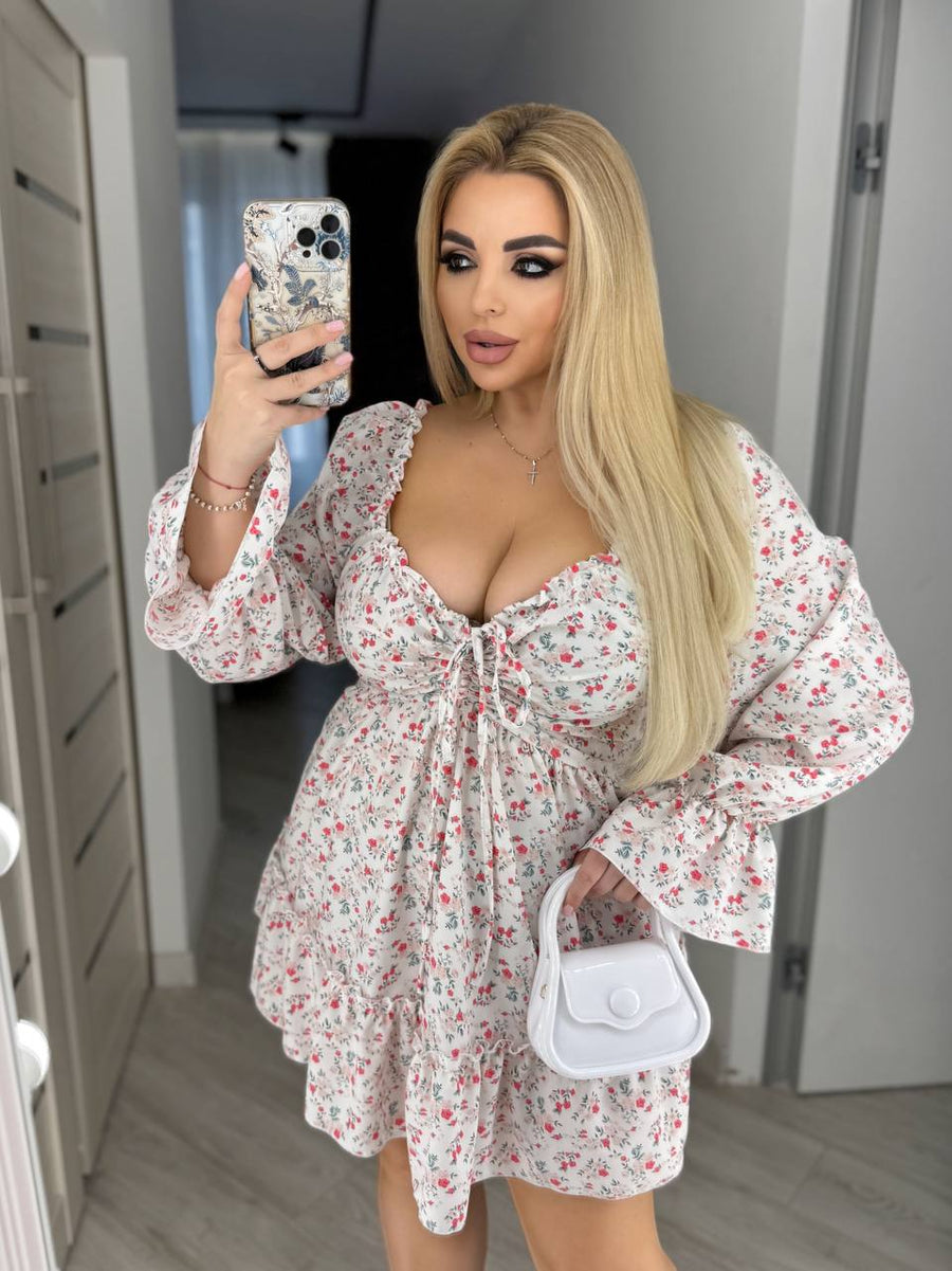 Къса крепирана рокля на цветя - Twiggy Shop