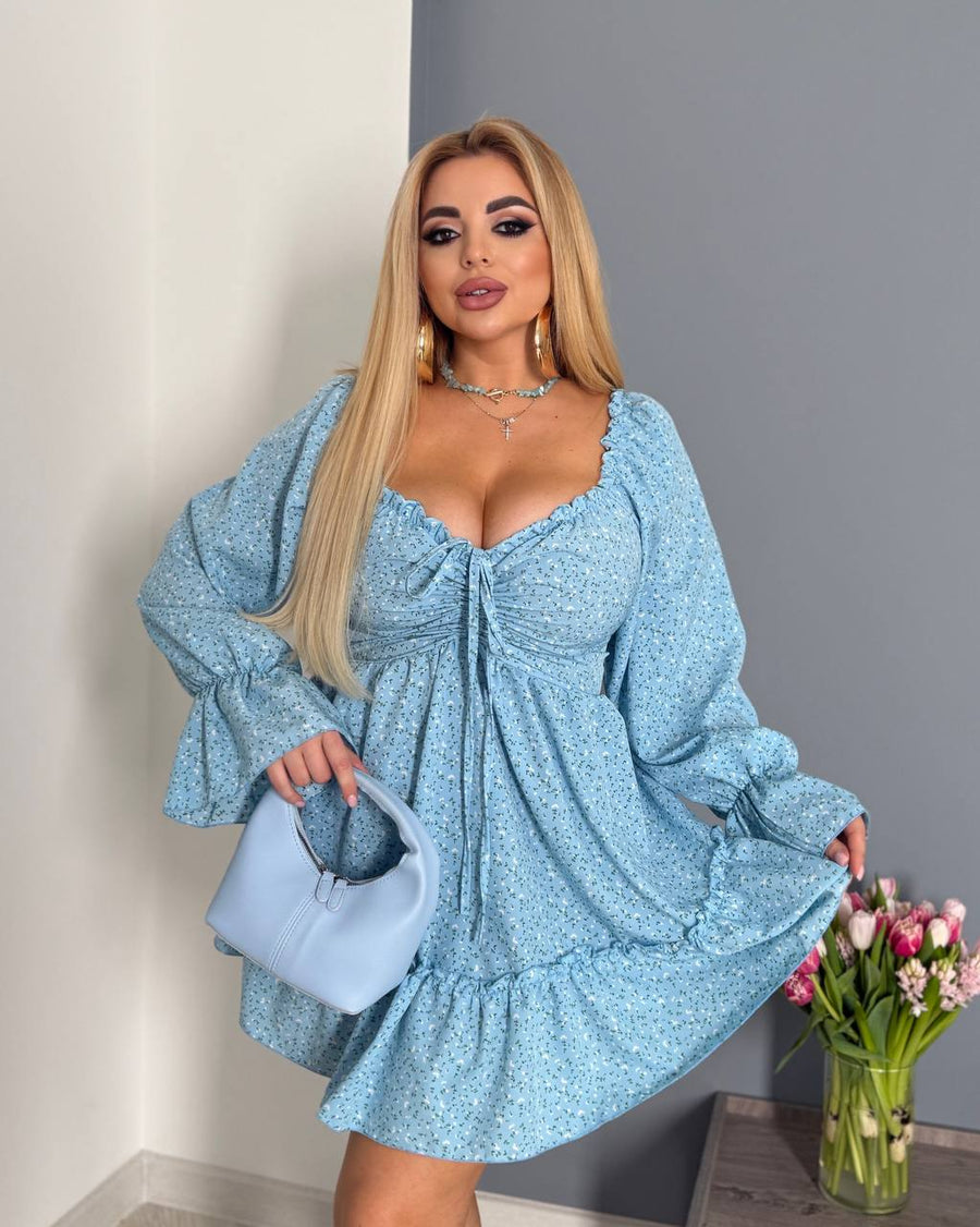 Къса крепирана рокля на цветя - Twiggy Shop