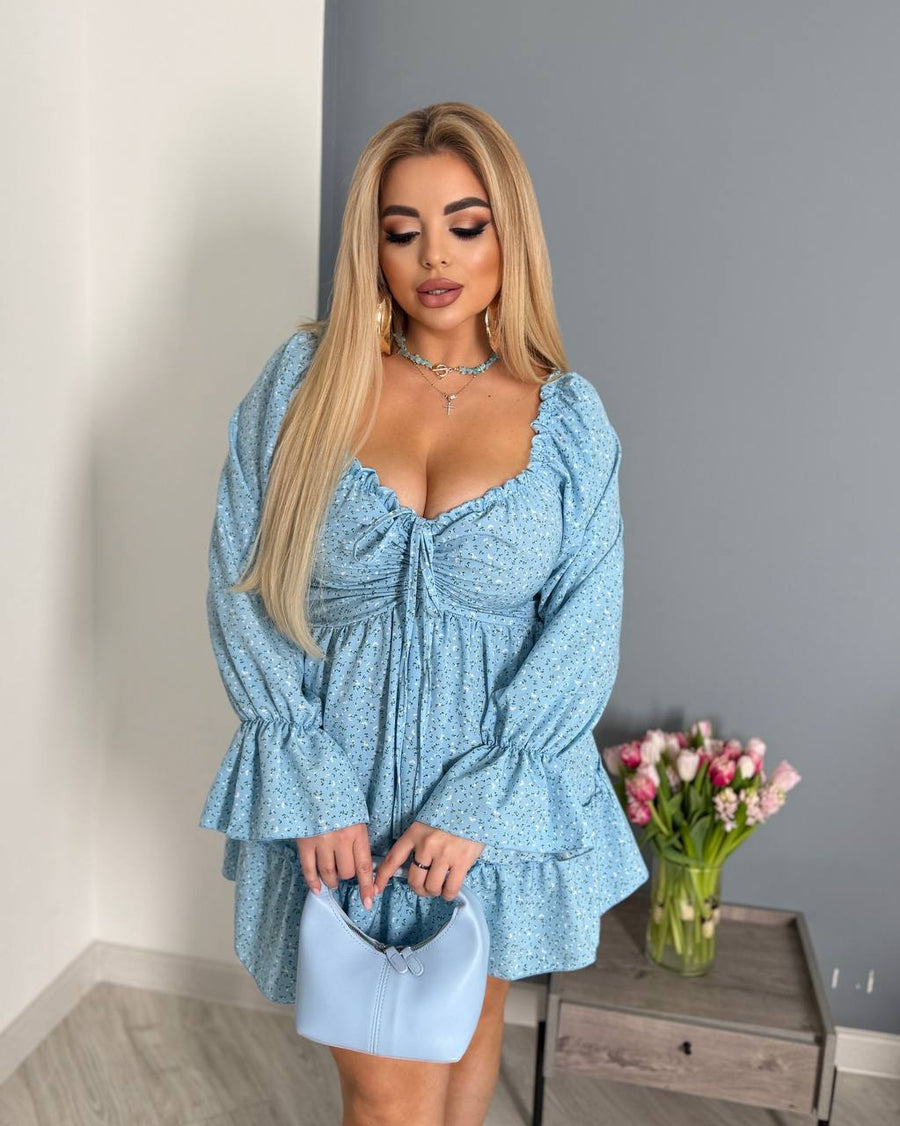 Къса крепирана рокля на цветя - Twiggy Shop