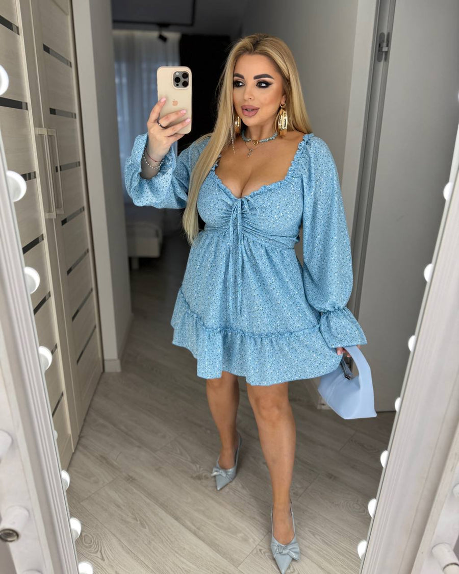 Къса крепирана рокля на цветя - Twiggy Shop