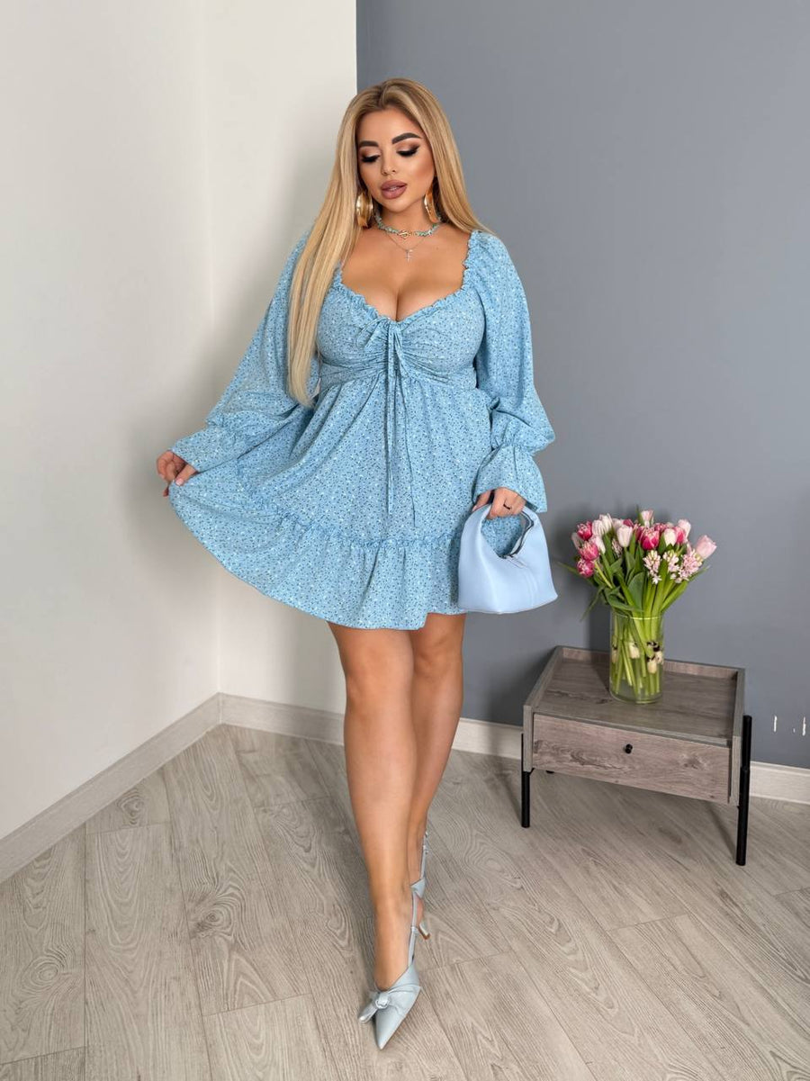 Къса крепирана рокля на цветя - Twiggy Shop