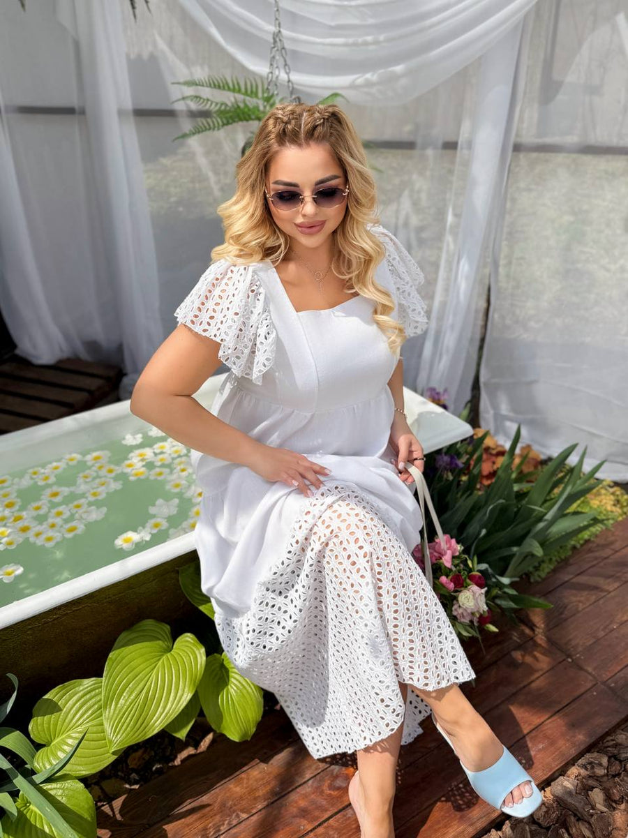 Дълга рокля от с бродерия - Twiggy Shop