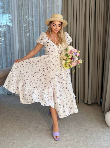 Миди рокля с волани - Twiggy Shop