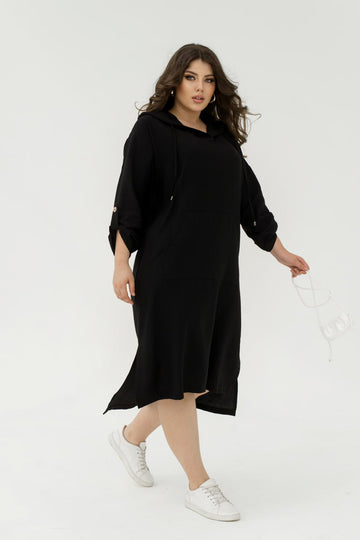 Рокля от ленена смес с качулка - Twiggy Shop