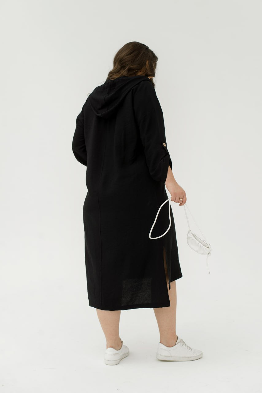 Рокля от ленена смес с качулка - Twiggy Shop