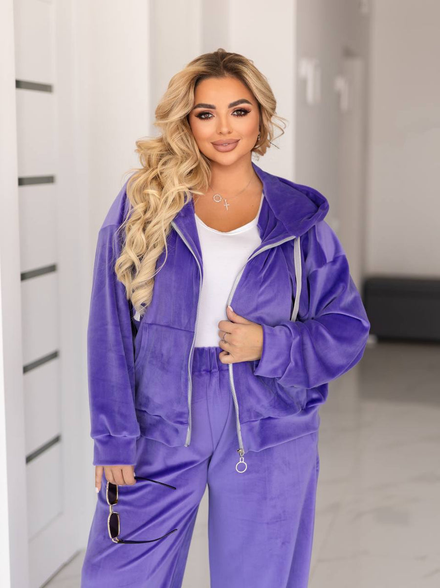 Кадифен комплект с качулка - Twiggy Shop