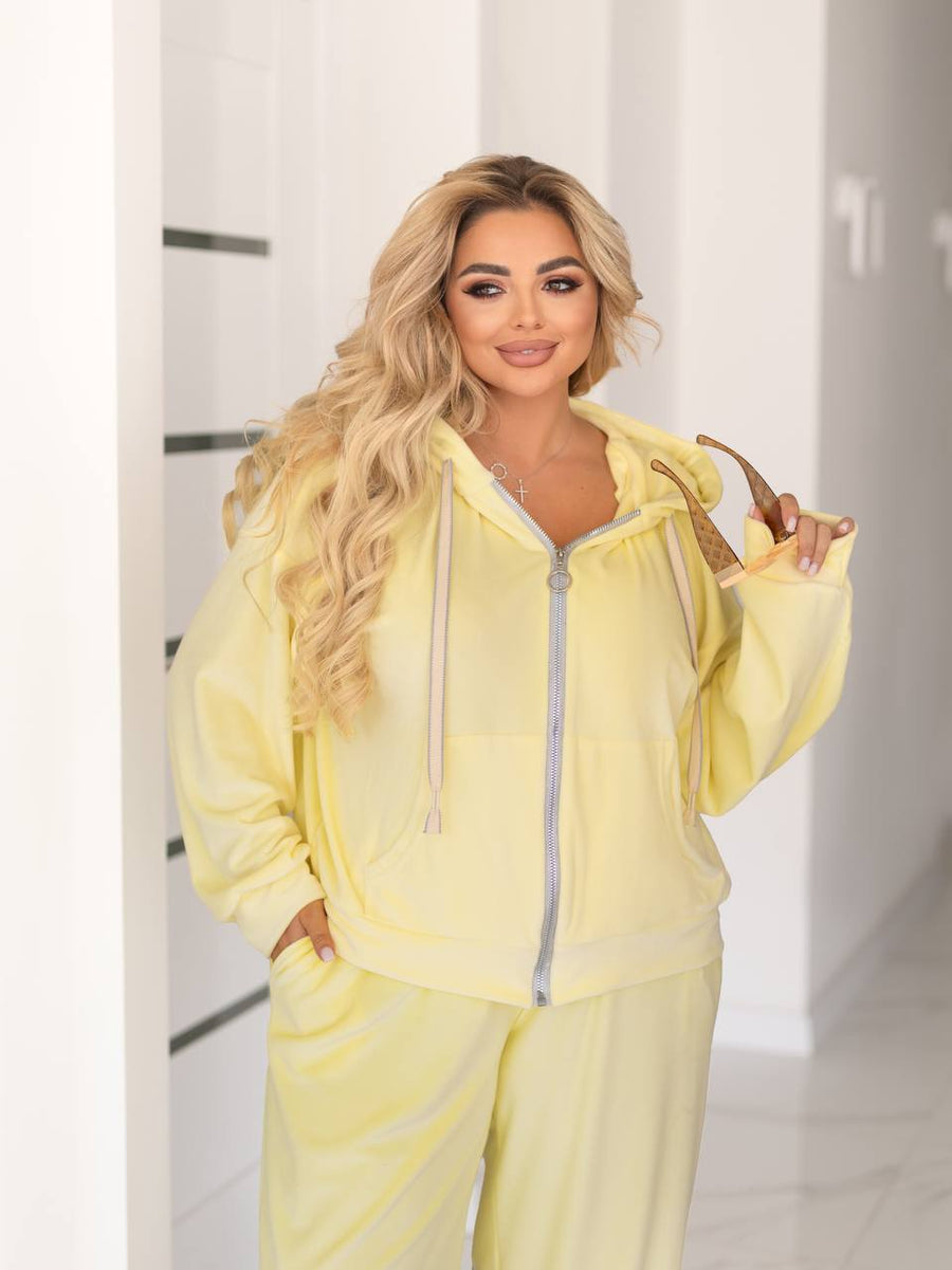 Кадифен комплект с качулка - Twiggy Shop