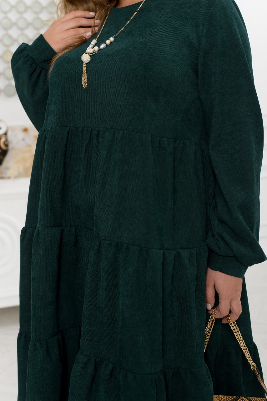 Рокля от рипсено кадифе с волани - Twiggy Shop