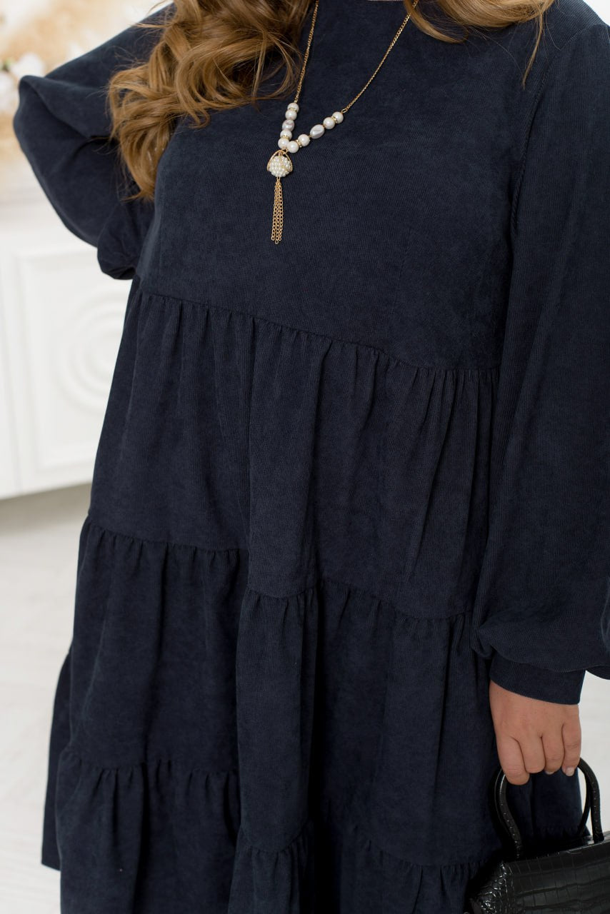 Рокля от рипсено кадифе с волани - Twiggy Shop