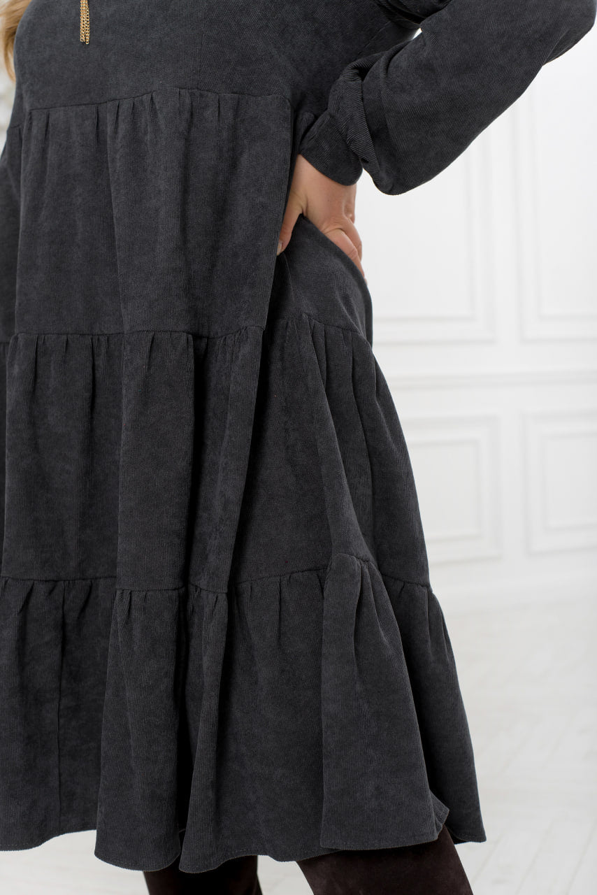 Рокля от рипсено кадифе с волани - Twiggy Shop