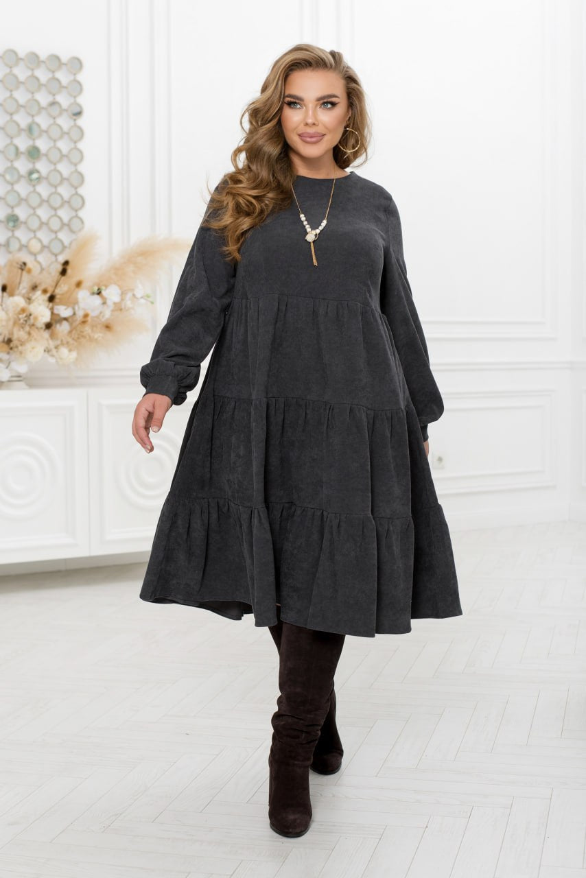 Рокля от рипсено кадифе с волани - Twiggy Shop