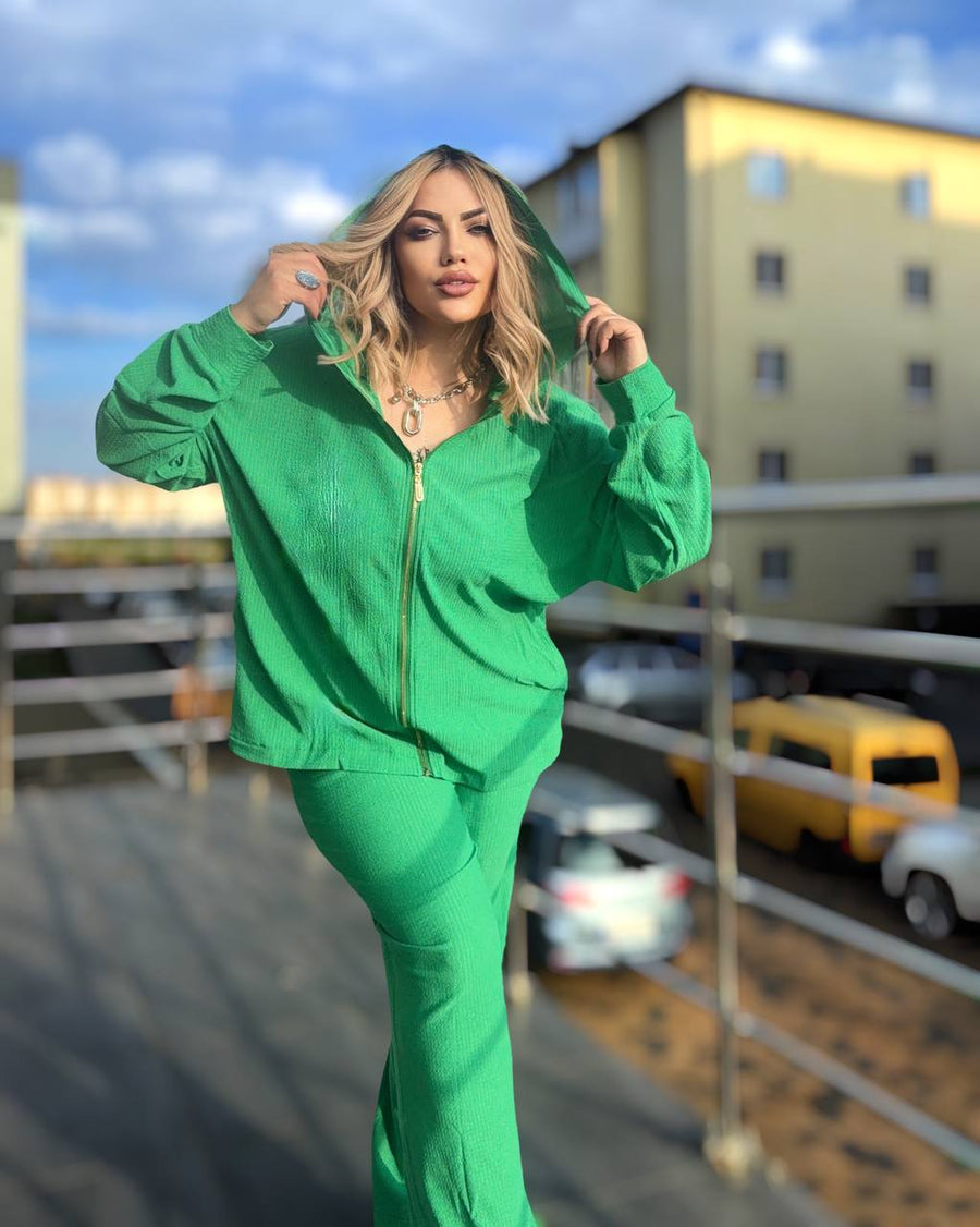 Спортен комплект от трикотаж с качулка - Twiggy Shop