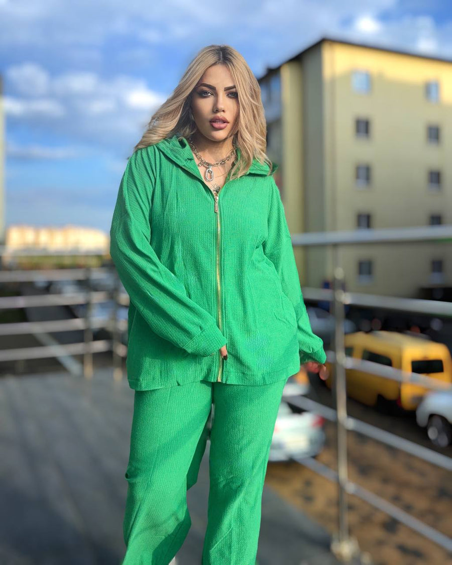 Спортен комплект от трикотаж с качулка - Twiggy Shop