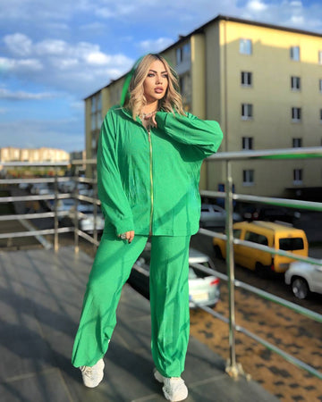 Спортен комплект от трикотаж с качулка - Twiggy Shop