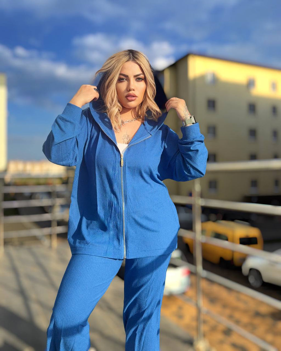 Спортен комплект от трикотаж с качулка - Twiggy Shop