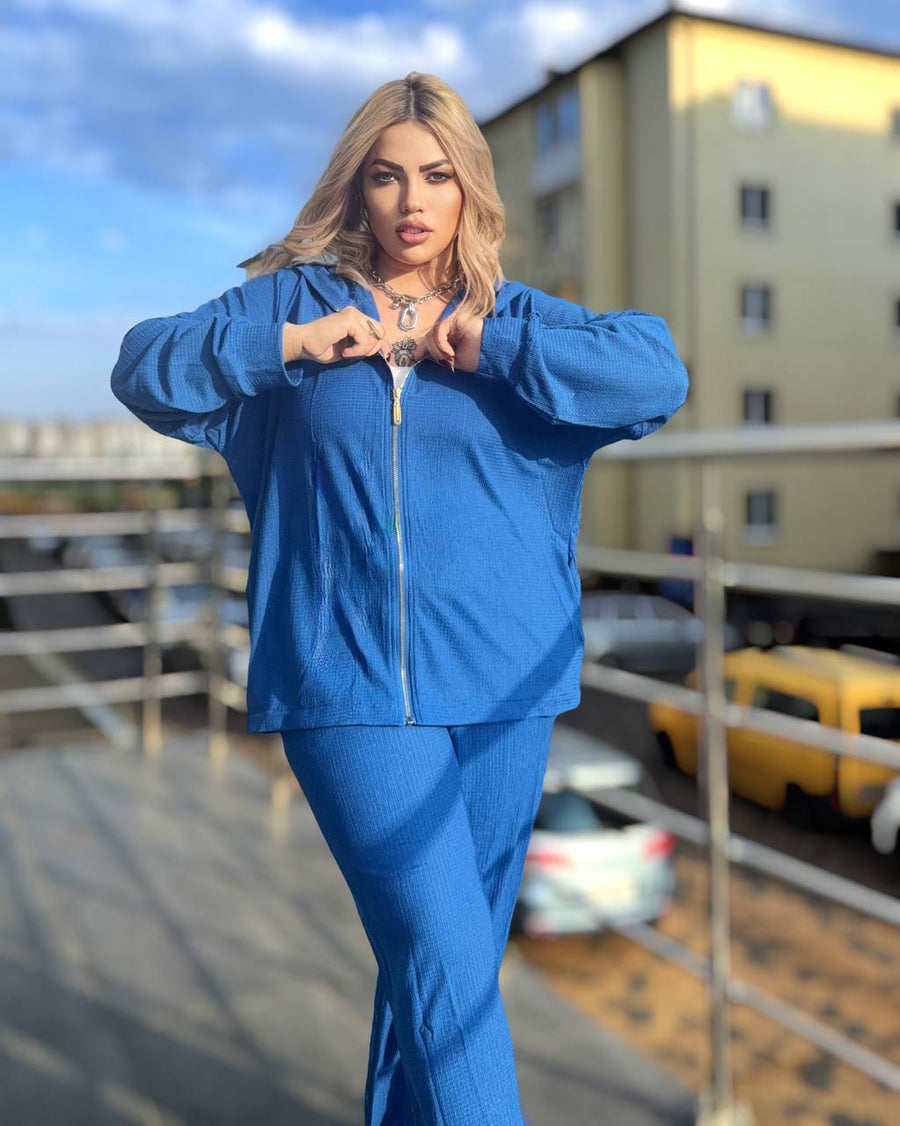 Спортен комплект от трикотаж с качулка - Twiggy Shop